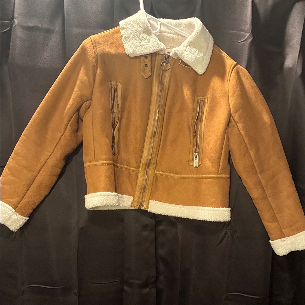 Universal Thread Tan Shearling Jacket with Cream Trim